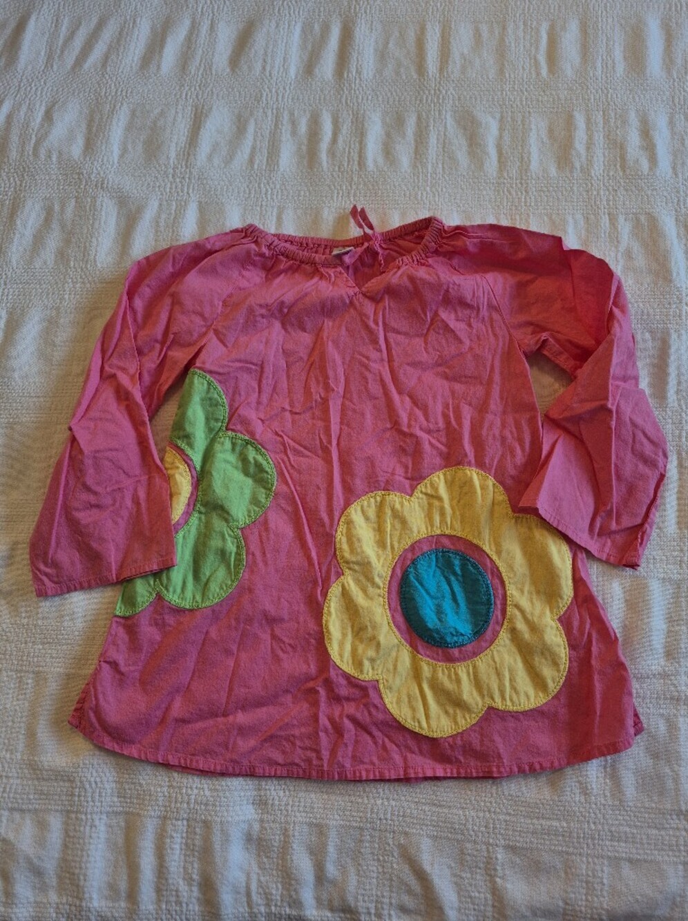 Mini Boden girls 3-4 years dress tunic 2 flower applique light weight VGUC